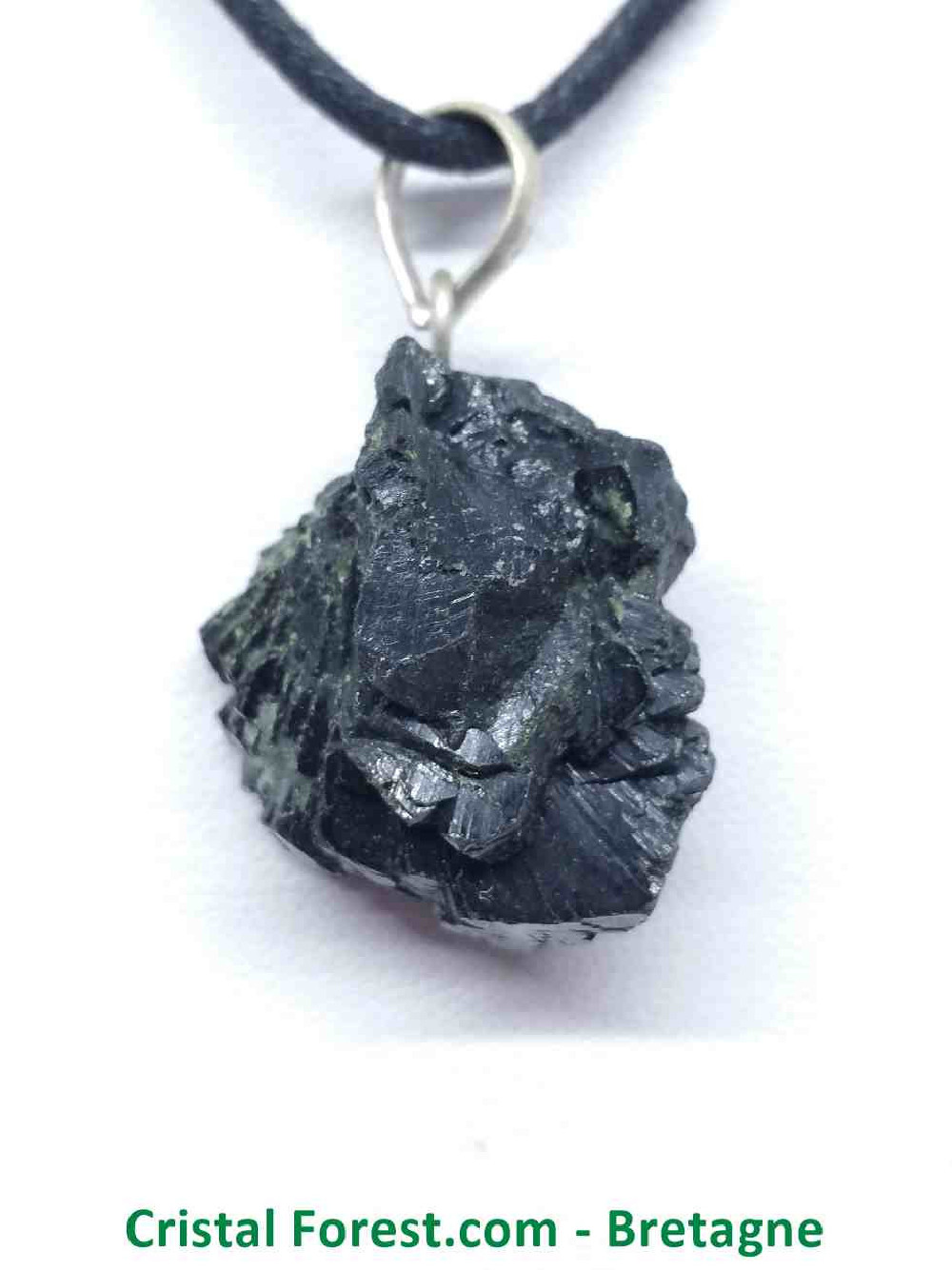 Epidote Cristalisée - Pendentif Pierre Brute - Bélière Argent