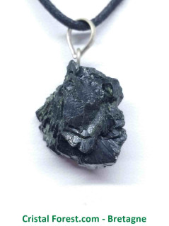 Epidote Cristalisée - Pendentif Pierre Brute - Bélière Argent