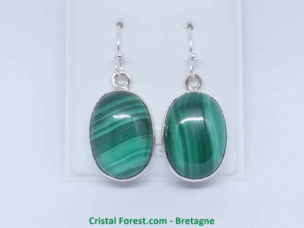 Malachite - Boucles d'Oreilles Argent - Fermoir Crochet