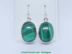 Malachite - Boucles d'Oreilles Argent - Fermoir Crochet