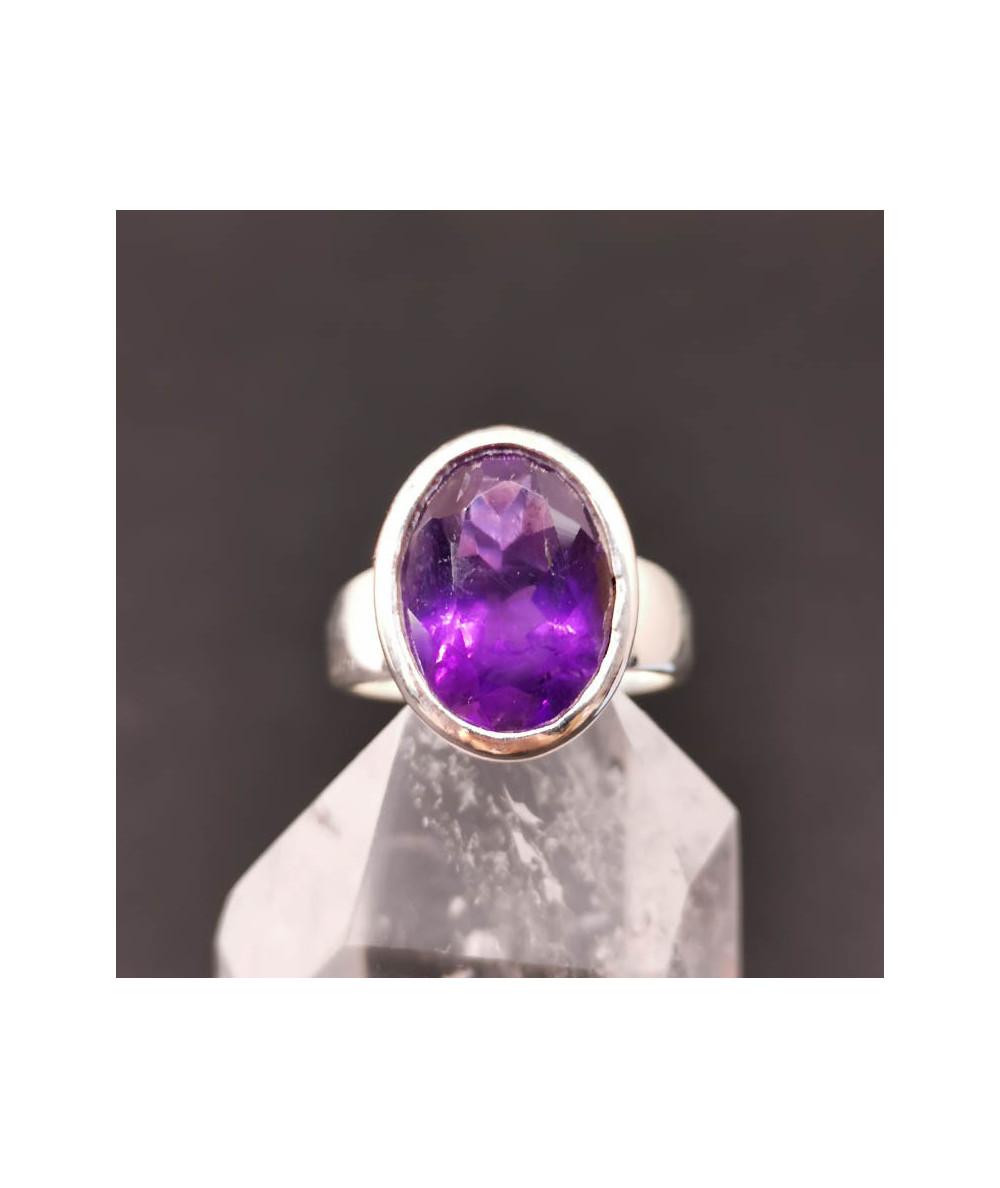 Améthyste EXTRA  - Bague Serti Argent