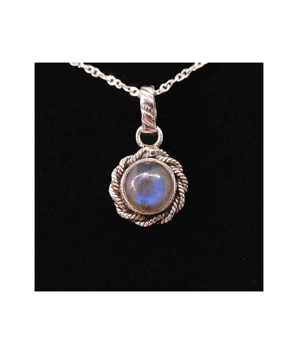 Labradorite extra bleue - Pendentif serti argent qualité joaillerie