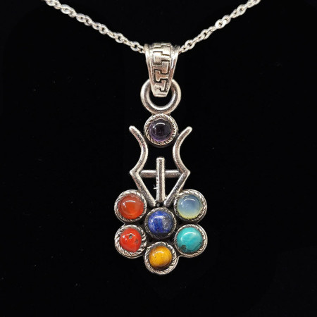 7 Chakras - Pendentif Argent et 7 Chakras