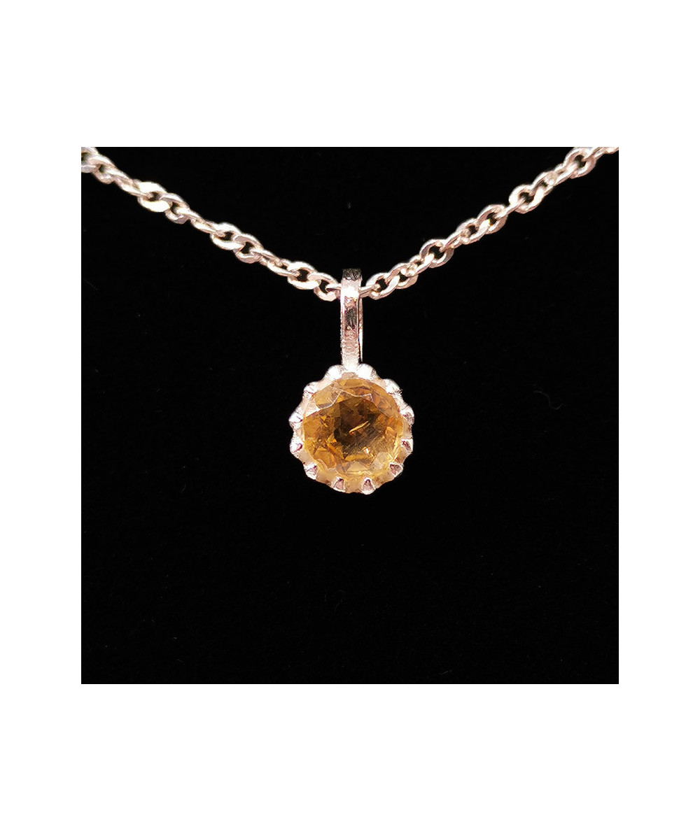 Citrine Naturelle Gemme - Pendentif Serti Argent - Qualité Joaillerie