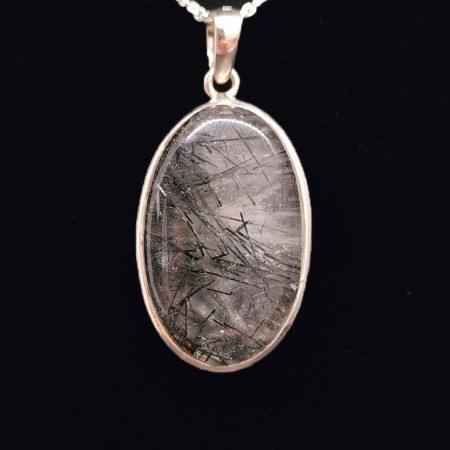 Quartz / Tourmaline noire - Pendentifs Bélière Sertis Argent 