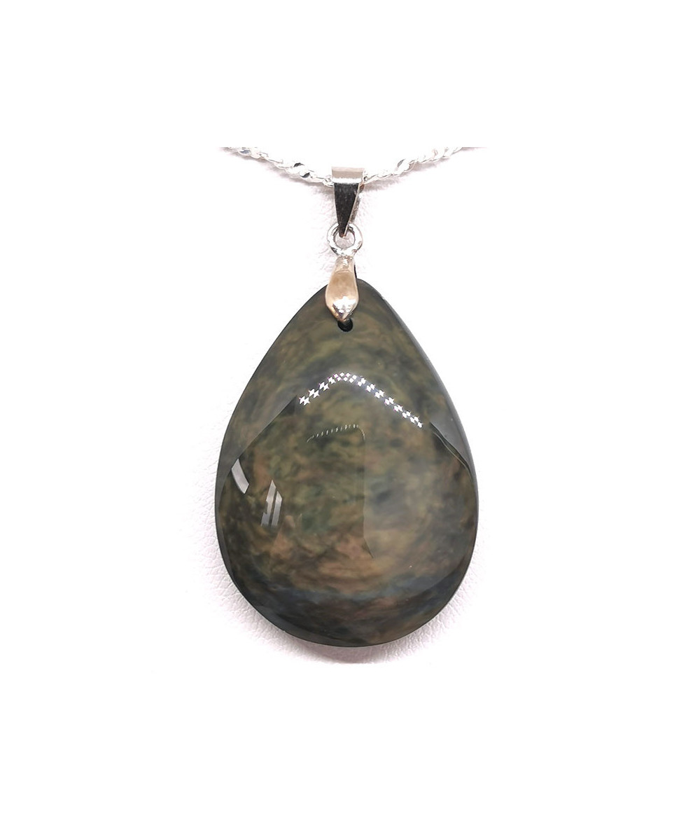 Obsidienne Mentogochol - Pendentifs bélière argentée