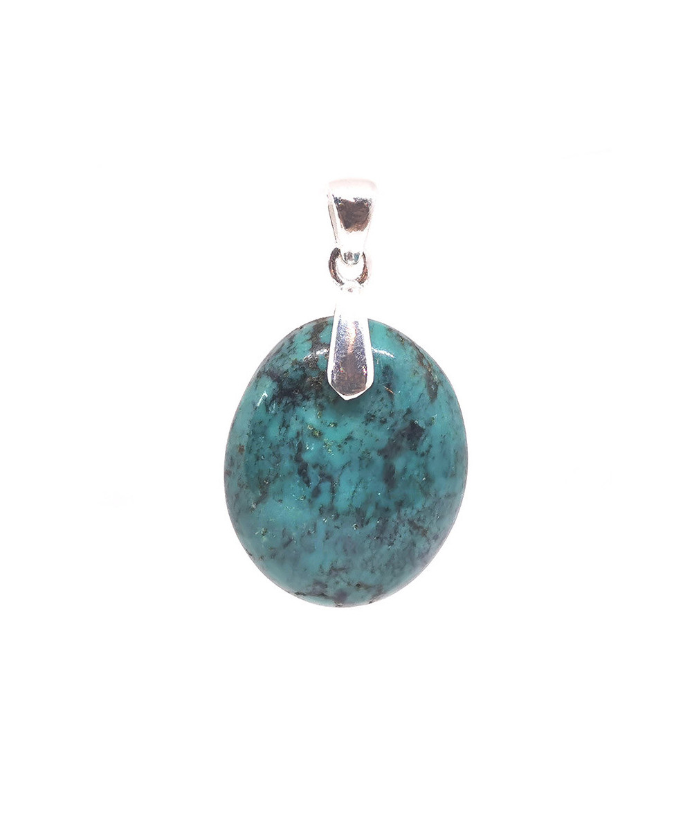 Turquoise du Tibet - Pendentif Bélière Argent