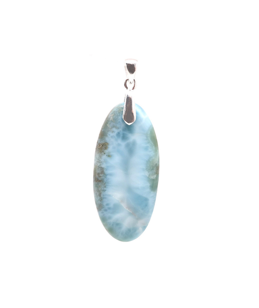 Larimar (Pectolite Bleue) - Pendentif Bélière Argent