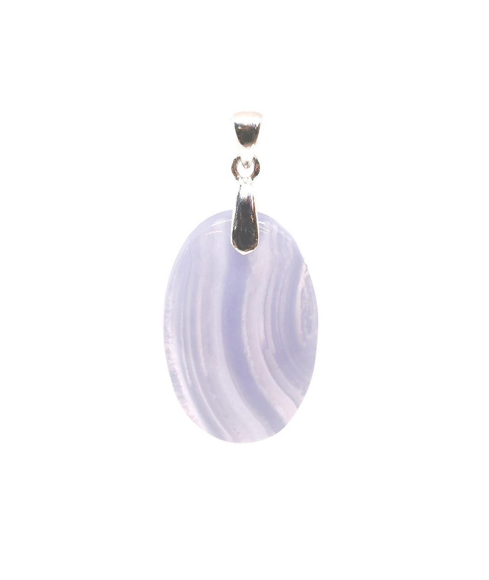 Calcédoine Bleue - Pendentif Bélière Argent