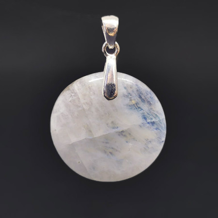 Labradorite Blanche - Pendentif Bélière Argent - Cabochon