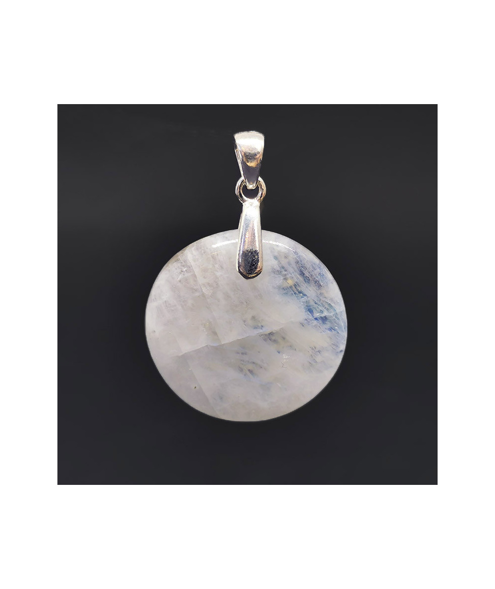 Labradorite Blanche - Pendentif Bélière Argent - Cabochon