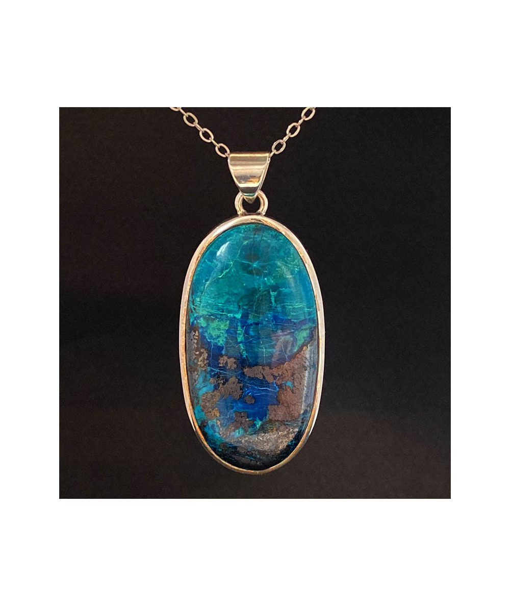 Shattuckite - Pendentif Serti Argent