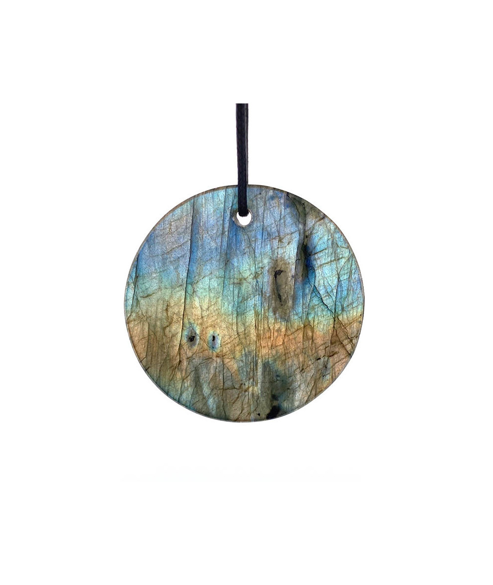 Labradorite - Pendentif Pierre Percée - Pierre Plate