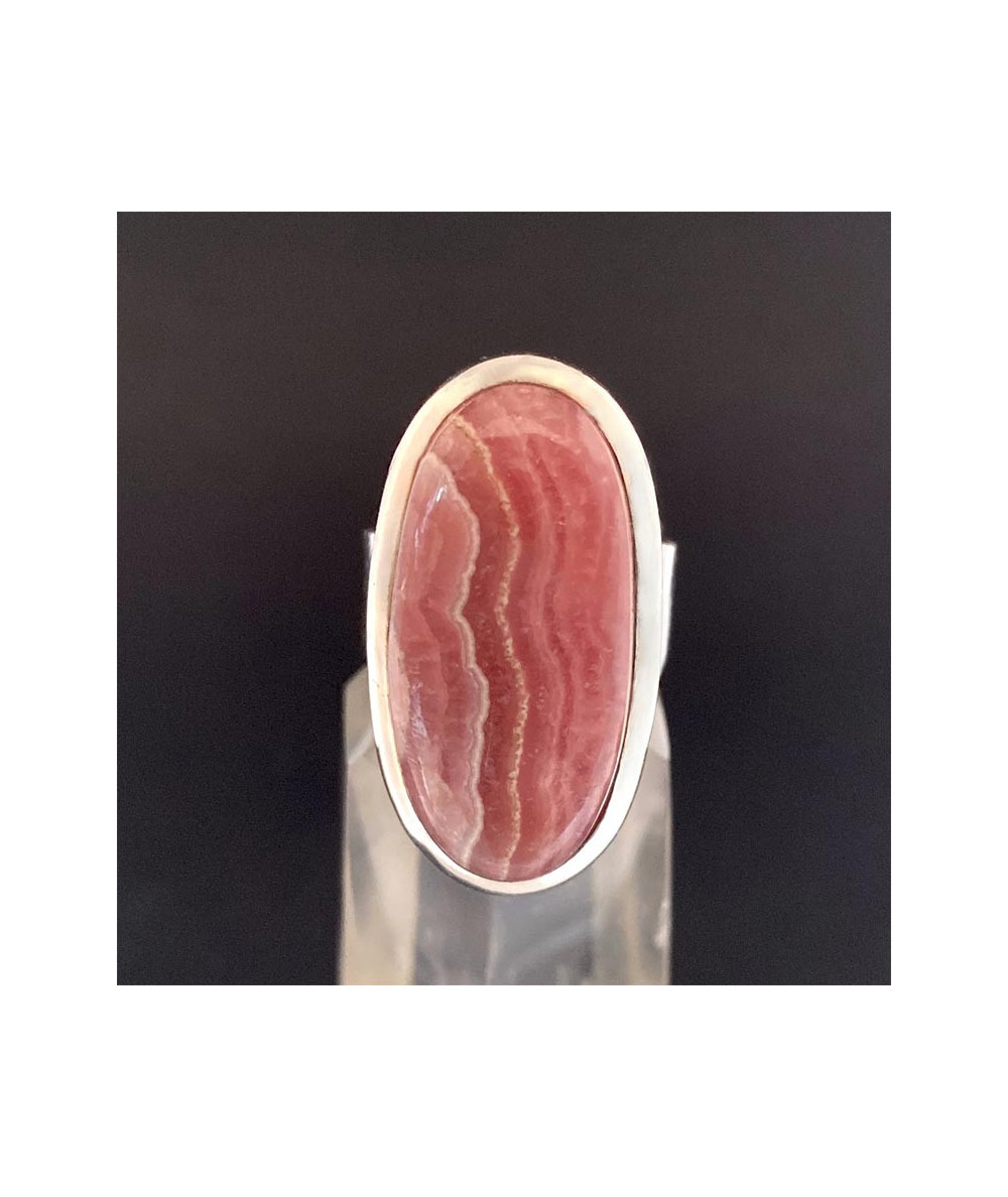 Rhodochrosite - Bague Sertie Argent - AAA+