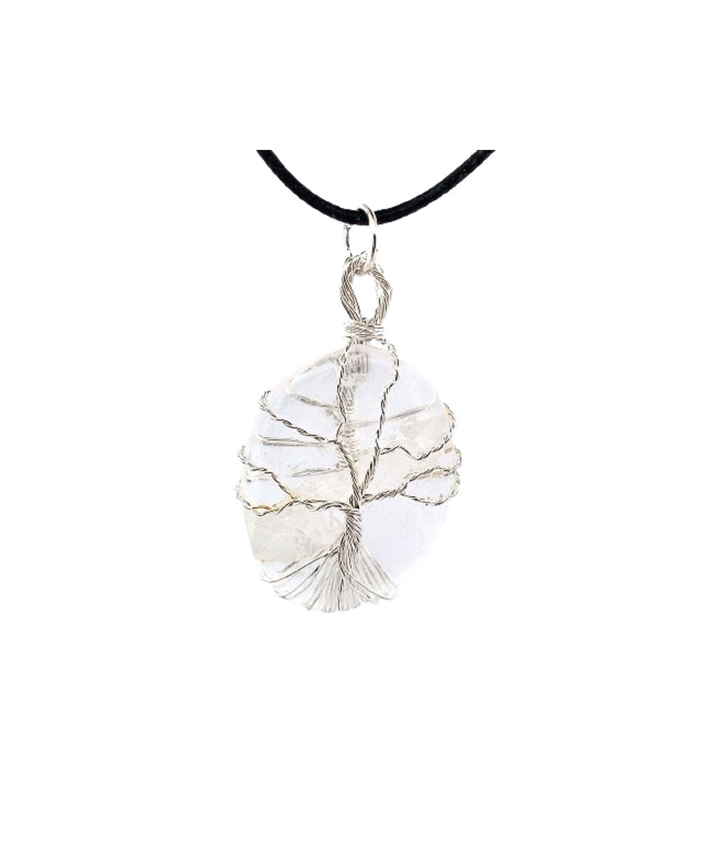 Cristal de Roche - Pendentif Cabochon Artisanal - Arbre de Vie