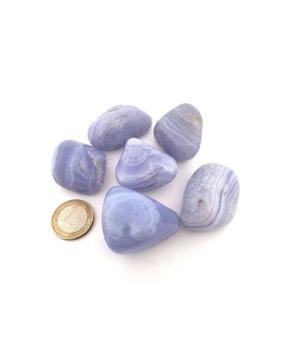 Calcédoine Bleue Rubanée - Pierre Roulée