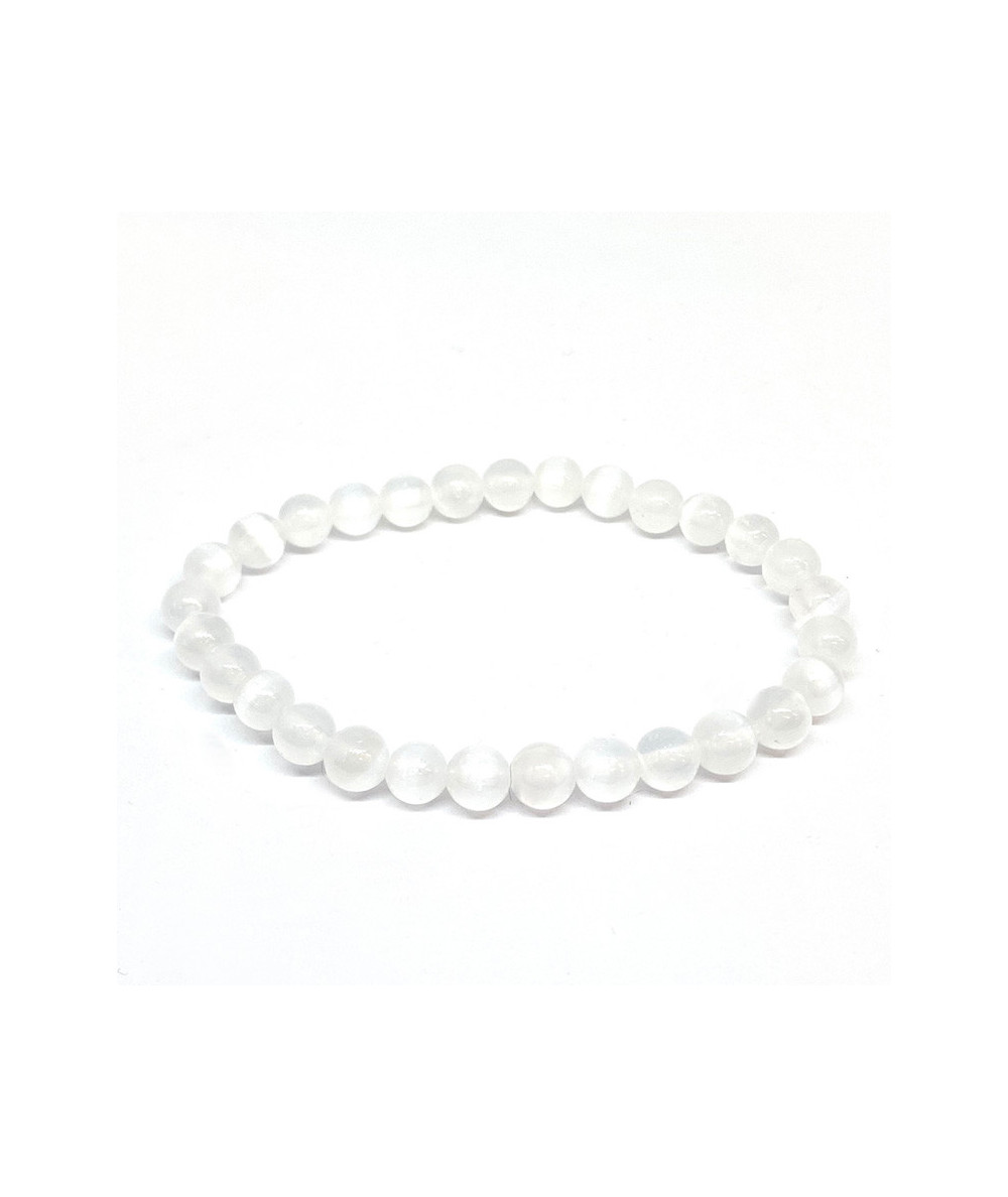Sélénite (Gypse) - Bracelets Boules 6 mm