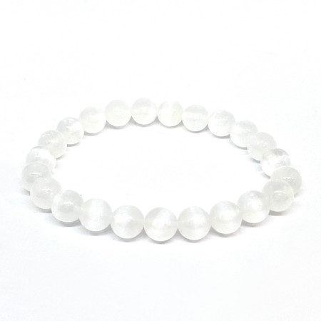 Sélénite (Gypse) - Bracelets Boules 8 mm
