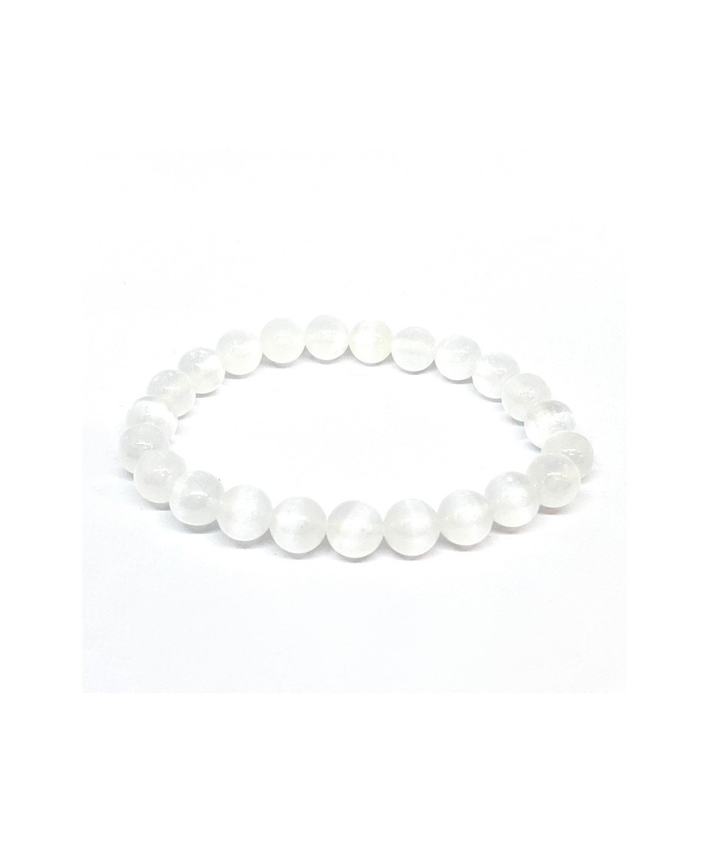 Sélénite (Gypse) - Bracelets Boules 8 mm
