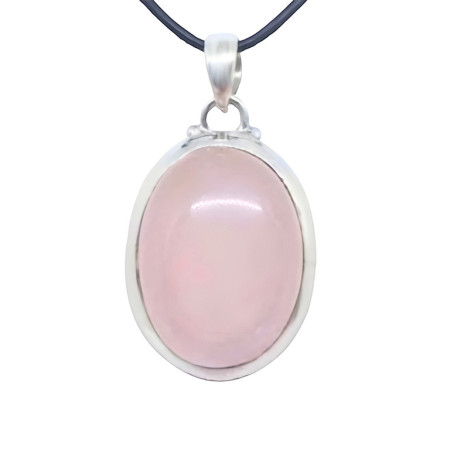 Quartz Rose - Pendentif Serti Argent