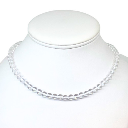 Cristal de Roche - Collier Boules 6 mm - Fermoir Argent