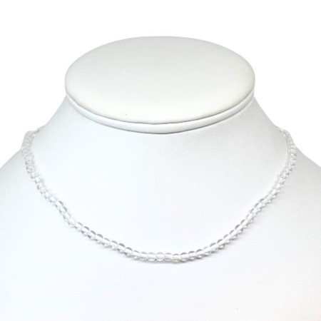 Cristal de Roche - Collier Boules 4 mm - Fermoir Argent