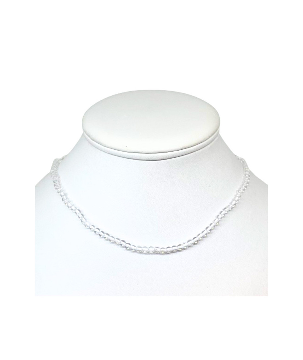 Cristal de Roche - Collier Boules 4 mm - Fermoir Argent