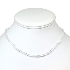 Cristal de Roche - Collier Boules 4 mm - Fermoir Argent