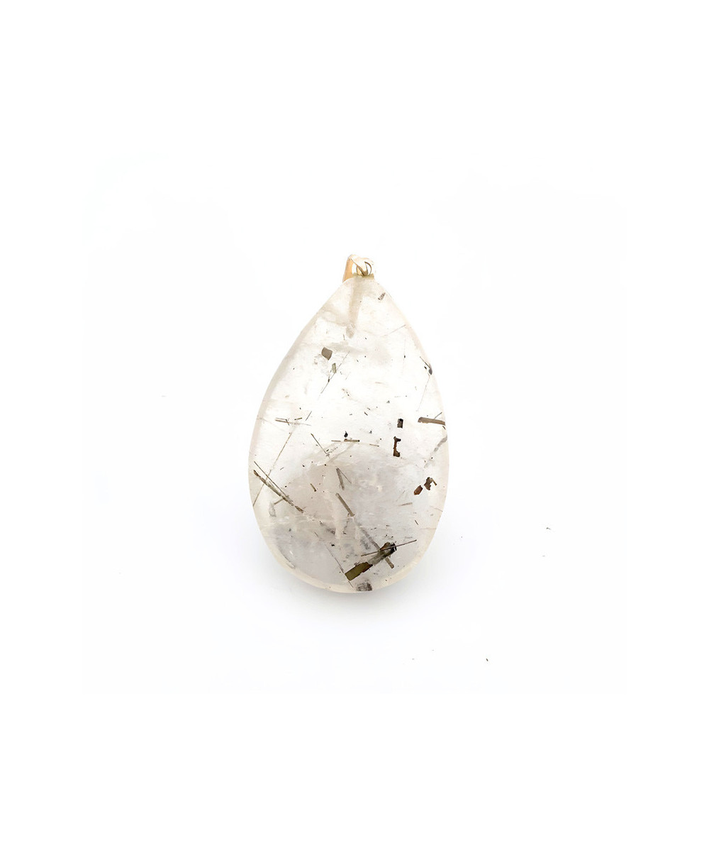 Quartz-Tourmaline Noire - Pendentif Goutte