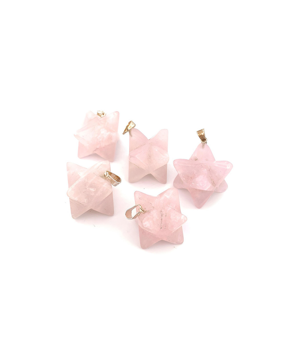 Quartz Rose - Pendentif Merkabah