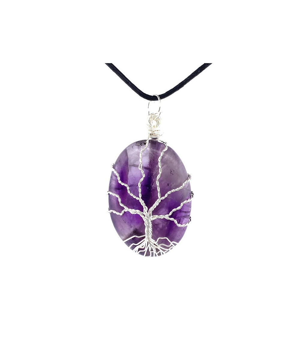 Améthyste - Pendentif Cabochon Artisanal - Arbre de Vie