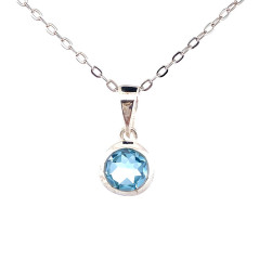 Topaze Bleue - Pendentif Serti Argent