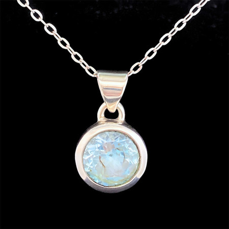 Topaze Bleue - Pendentif Serti Argent